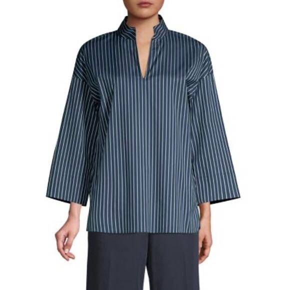 Lafayette 148 New York Plus Hawkins Striped Pullover Blouse Size Small - Picture 2 of 8